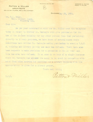 Letter from Patton & Miller, Architects, to Mr. F. H. Drury, 19 May 1903