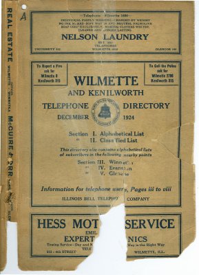 Telephone Directory for Wilmette and Kenilworth, December 1924