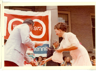 Mayor James A. Schweitert, Mrs. Armon Lund and Bud Orth