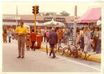 Street scene showing Lyman Sargent's drug store and Bob's Restaurant