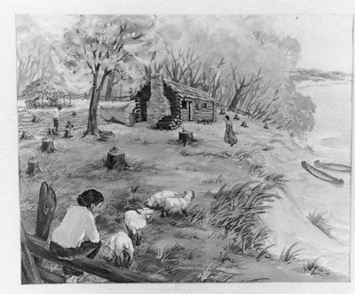 Artist's conception of Ouilmette family homestead