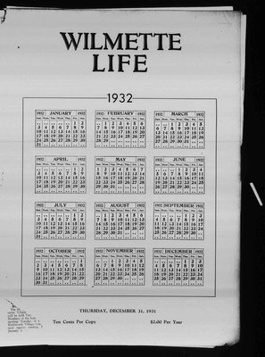 Wilmette Life (Wilmette, Illinois), 31 Dec 1931