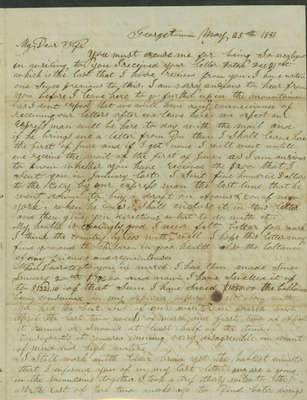 Letter from Alexander McDaniel to Emeline McDaniel May 25, 1851