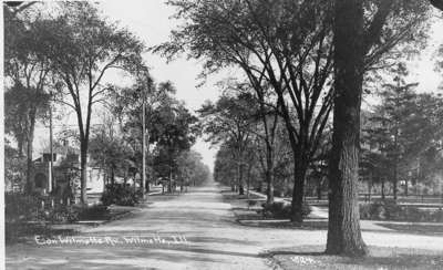 Street scene showing Wilmette Village Hall