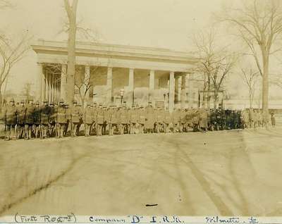 Wilmette Guard on review beside Wilmette Village Hall