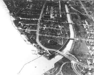 Aerial view of Lake Michigan at Wilmette, Illinois, 1930