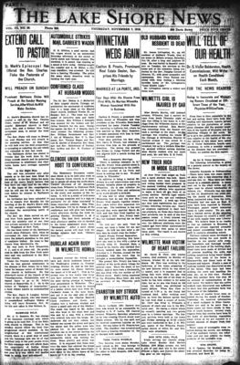 Lake Shore News (Wilmette, Illinois), 7 Nov 1912