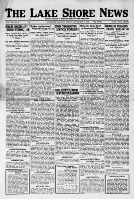 Lake Shore News (Wilmette, Illinois), 19 Nov 1920