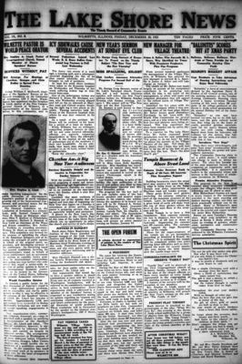 Lake Shore News (Wilmette, Illinois), 30 Dec 1921