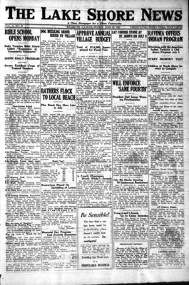 Lake Shore News (Wilmette, Illinois), 29 Jun 1923