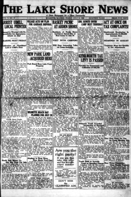 Lake Shore News (Wilmette, Illinois), 13 Jul 1923