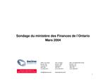 Sondage du ministère des Finances de l'Ontario, mars 2004 /Decima Research Inc