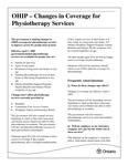 OHIP--changes in coverage for physiotherapy services [2005]