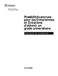 Possibilités accrues pour les Ontariennes et Ontariens d'obtenir un grade universitaire : document de consultation [2000]