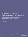 Choisir la qualité, récompenser l'excellence : la réponse de l'Ontario au rapport Caplan sur les soins à domicile [2006]