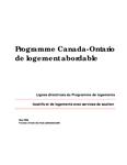 Programme Canada-Ontario de logement abordable[ressource électronique] : lignes directrices du Programme de logements locatifs et de logements avec services de soutien [2006]