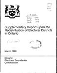 Supplementary report upon the redistribution of electoral districts in Ontario [1986]