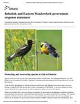 Bobolink and Eastern Meadowlark government response statement [2015]