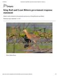 King Rail and Least Bittern government response statement [2017]