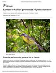 Kirtland's Warbler government response statement [2017]