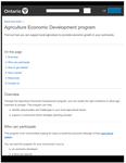Agriculture Economic Development program [2019]