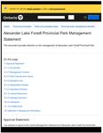 Alexander Lake Forest Provincial Park Management Statement [2006]