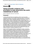 Using scientific evidence and principles to help determine the work-relatedness of cancer : independent review /by Dr. Paul Demers [2020]