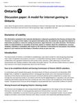 Discussion paper : A model for internet gaming in Ontario [2021]