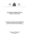 Archives of Ontario and information storage and retrieval services (Section 3. 01, 2007 Annual report of the Auditor General of Ontario) [2008]