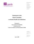 Submission to the Select Committee on Mental Health and Addictions /presented by Paul Garfinkel [2009]