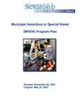 Municipal Hazardous or Special Waste (MHSW) Program Plan /Stewardship Ontario [2007]