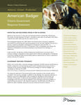 American Badger : Ontario government response statement [2010]