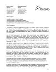[Letter from Virginia M. West, Deputy Minister, Ontario Ministry of Natural Resources, to Deputy Ministers of Health Canada, Environment Canada, Natural Resources Canada, and Canadian Council of Forest Ministers, dated March 1, 2011, re the Honourable Linda Jeffrey's letter to the Health Minister, the Honourable Leona Aglukkaq, regarding the historic use of 2,4,5-Trichlorophenoxyacetic acid (2,4,5-T) herbicide in Ontario, dating back to the 1950s, 1960s, 1970s and possibly the 1980s]