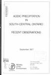 Acidic precipitation in south-central Ontario : recent observations /P. J. Dillon . . . [et al. ] [1977]