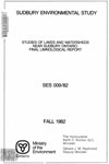 Studies of lakes and watersheds near Sudbury Ontario : final limnological report /by Water Resources Branch, Limnology Section [1982]