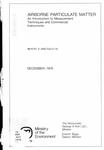 Airborne particulate matter : an introduction to measurement techniques and commercial instruments [1976]