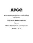 Association of Professional Geoscientists of Ontario : entry to practice review report for the Office of the Fairness Commissioner [2011]
