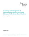 Screening and management of depression for adults with chronic diseases : an evidence-based analysis /Health Quality Ontario [2013]
