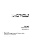 Guidelines on special programs /Ontario Human Rights Commission [1997]