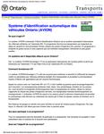 Système d'identification automatique des véhicules Ontario (AVION)[ressource électronique] [2002]