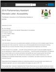 2016 Parliamentary Assistant Mandate Letter: Accessibility : The Minister's instructions to the Parliamentary Assistant on priorities