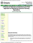 A review of selected jurisdictions and their approach to regulating intensive farming operations [2000]