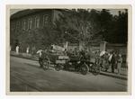 A police cart drives through the streets of Kharkiv